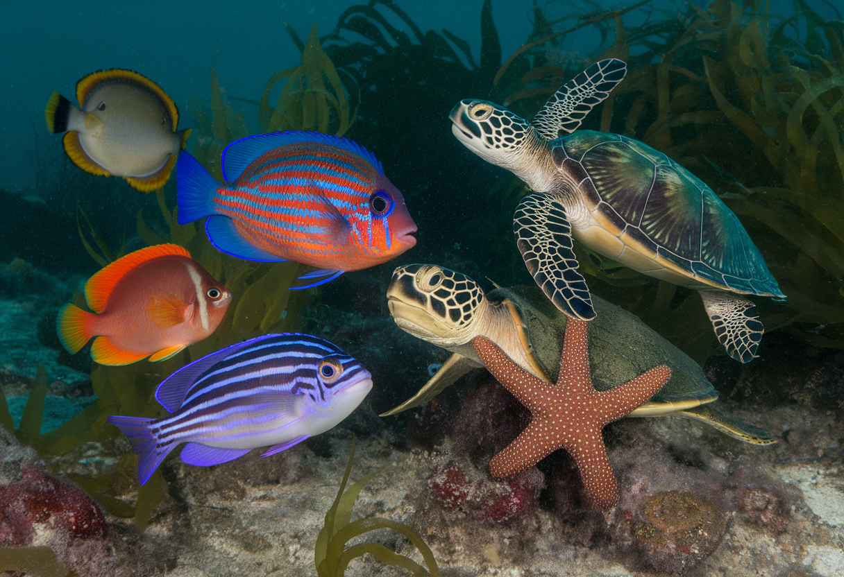 Різноманітність морських тварин у їх природному середовищі існування