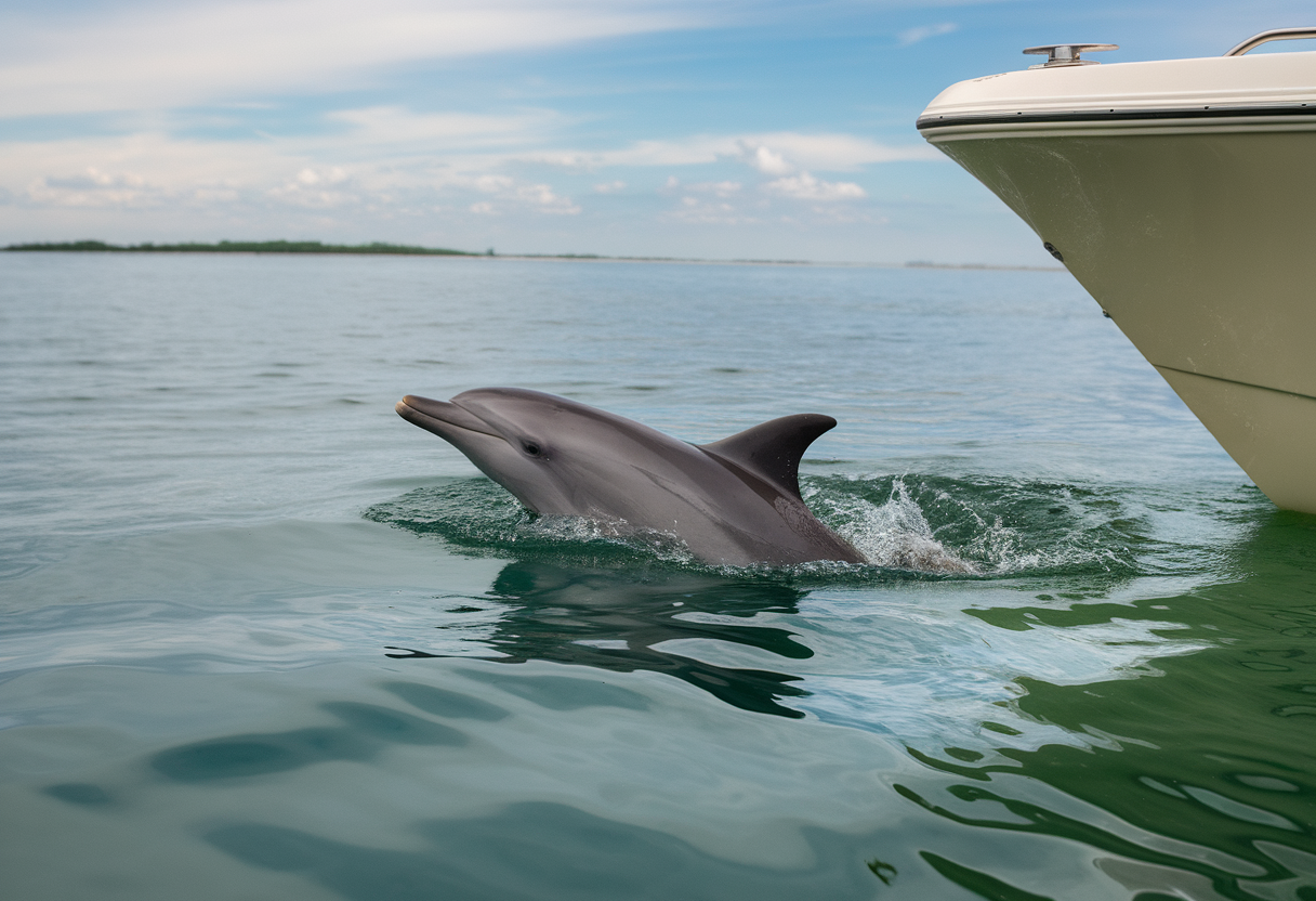 дельфін у пошуках уникає судно